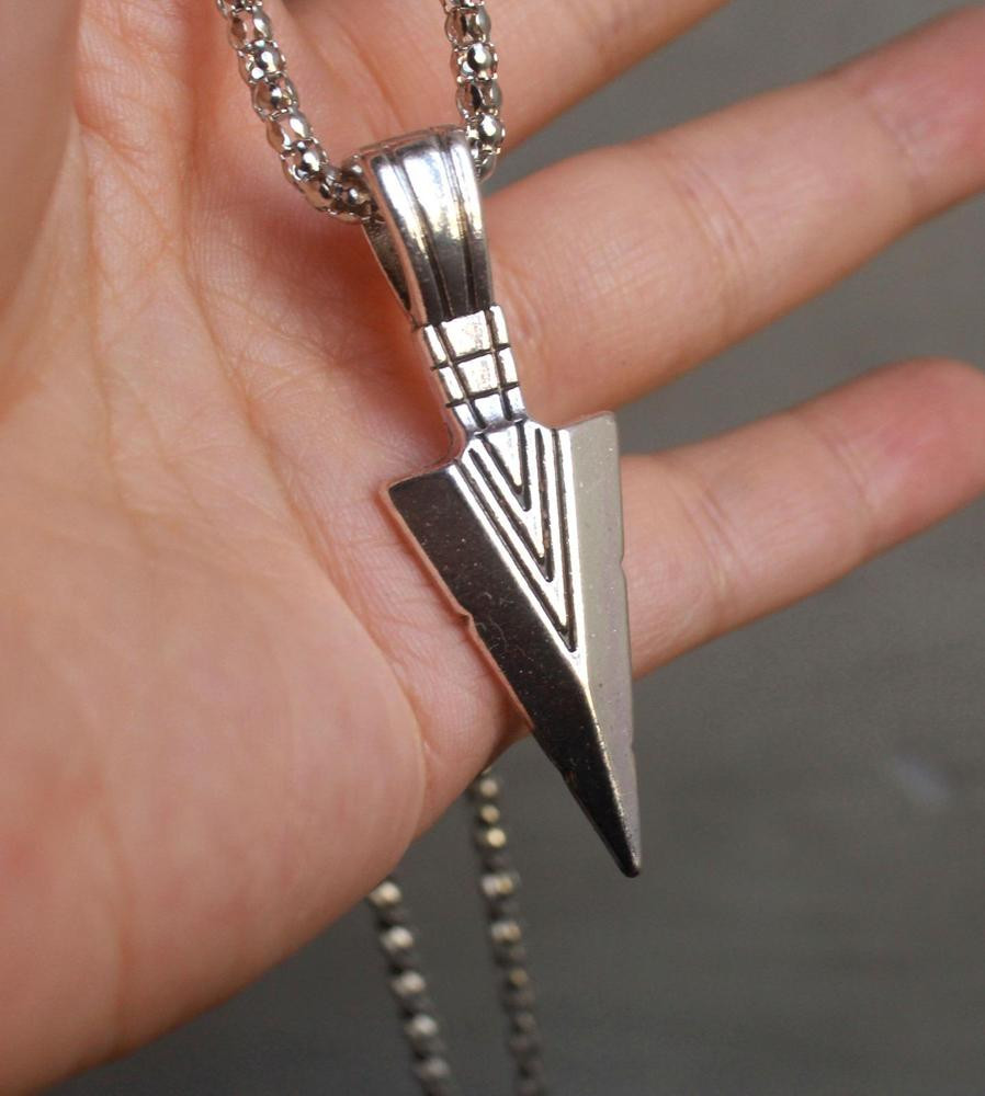 Silver-Plated Arrow Shaped Pendant for Men | Unique Design | Free Size