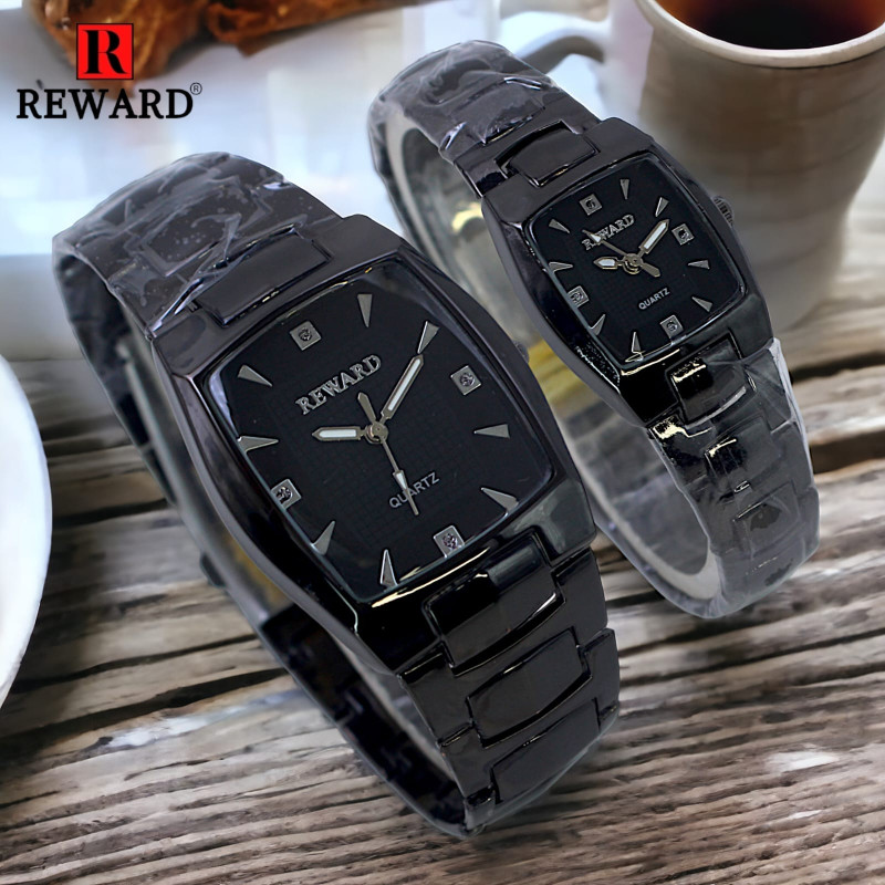 RERWARD Square Couple Pair Watches in 6 Colors – SL68 Quartz, Two-Tone Steel Chain